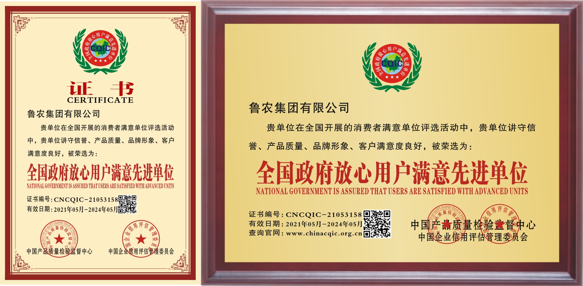 全国政府放心用户满意先进单位